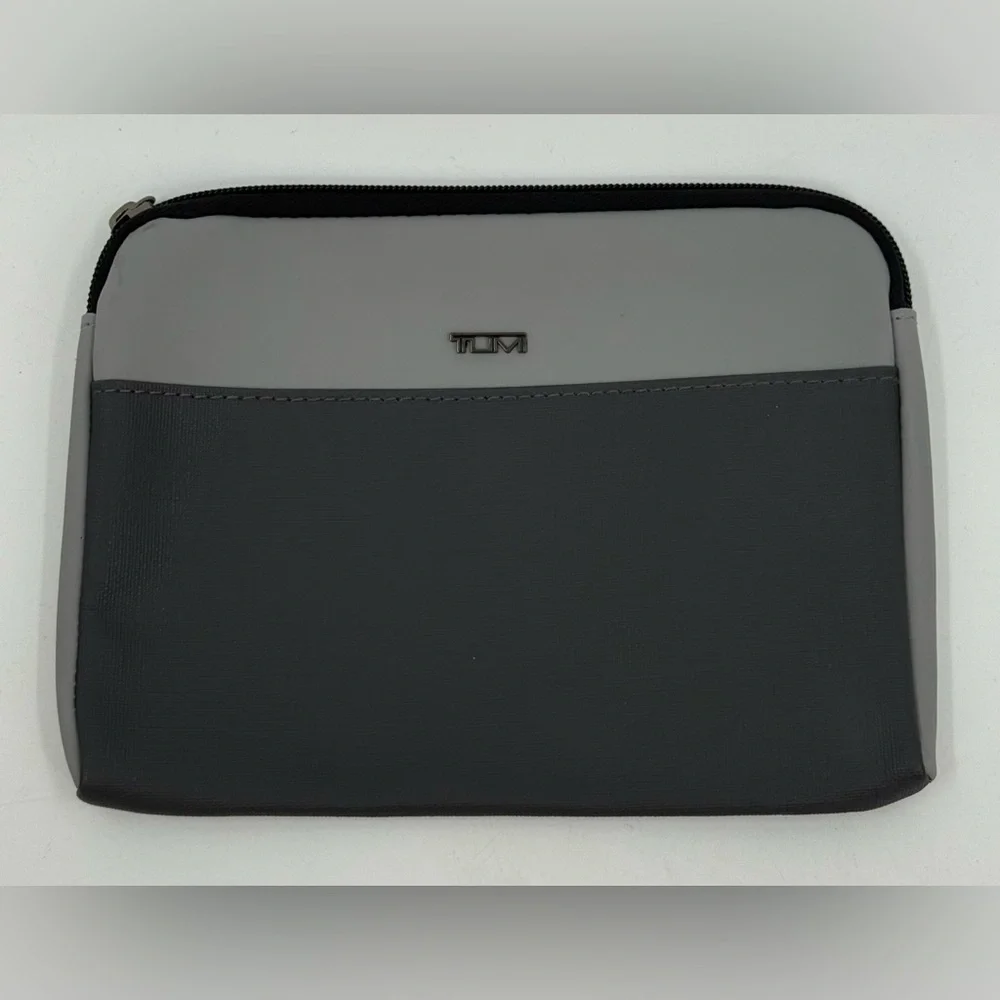 TUMI for Delta Grey & Black Soft Zippered Toiletry Travel Case 8.5